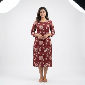 Women's Teal Floral Kurti Pant Co-Ord Set | Casual Ethnic Wear